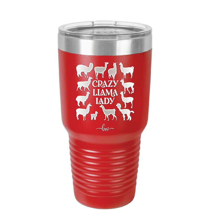 Crazy Llama Lady - Laser Engraved Stainless Steel Drinkware - 1865 -