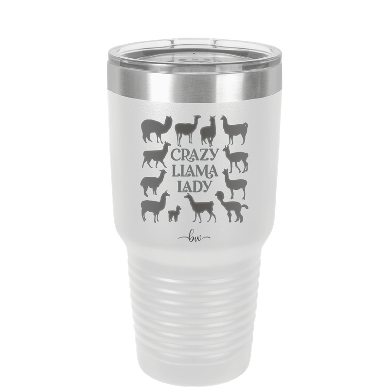 Crazy Llama Lady - Laser Engraved Stainless Steel Drinkware - 1865 -