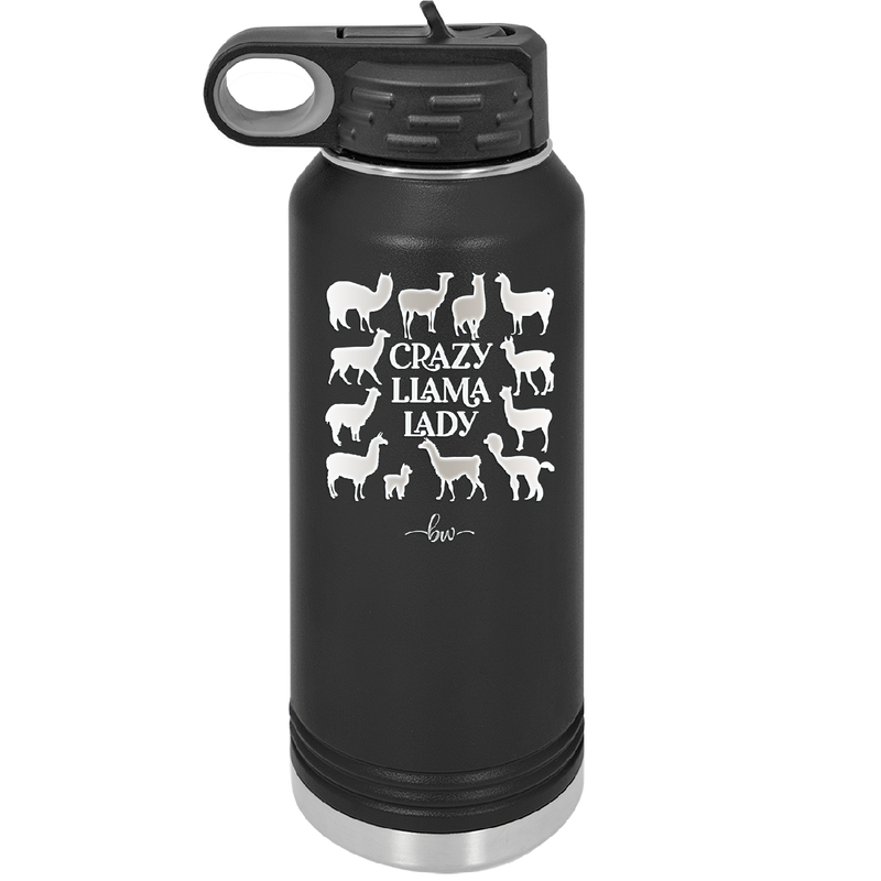 Crazy Llama Lady - Laser Engraved Stainless Steel Drinkware - 1865 -