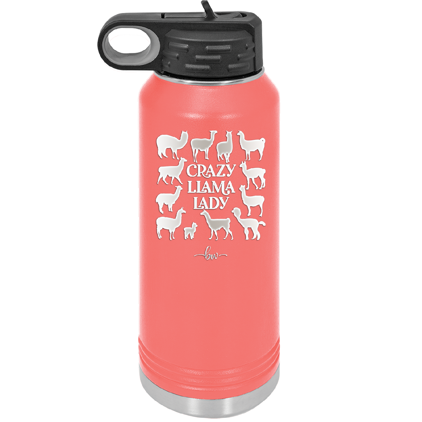 Crazy Llama Lady - Laser Engraved Stainless Steel Drinkware - 1865 -