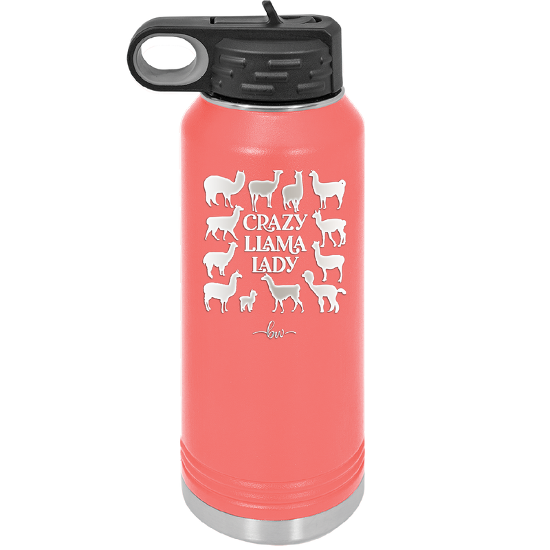 Crazy Llama Lady - Laser Engraved Stainless Steel Drinkware - 1865 -