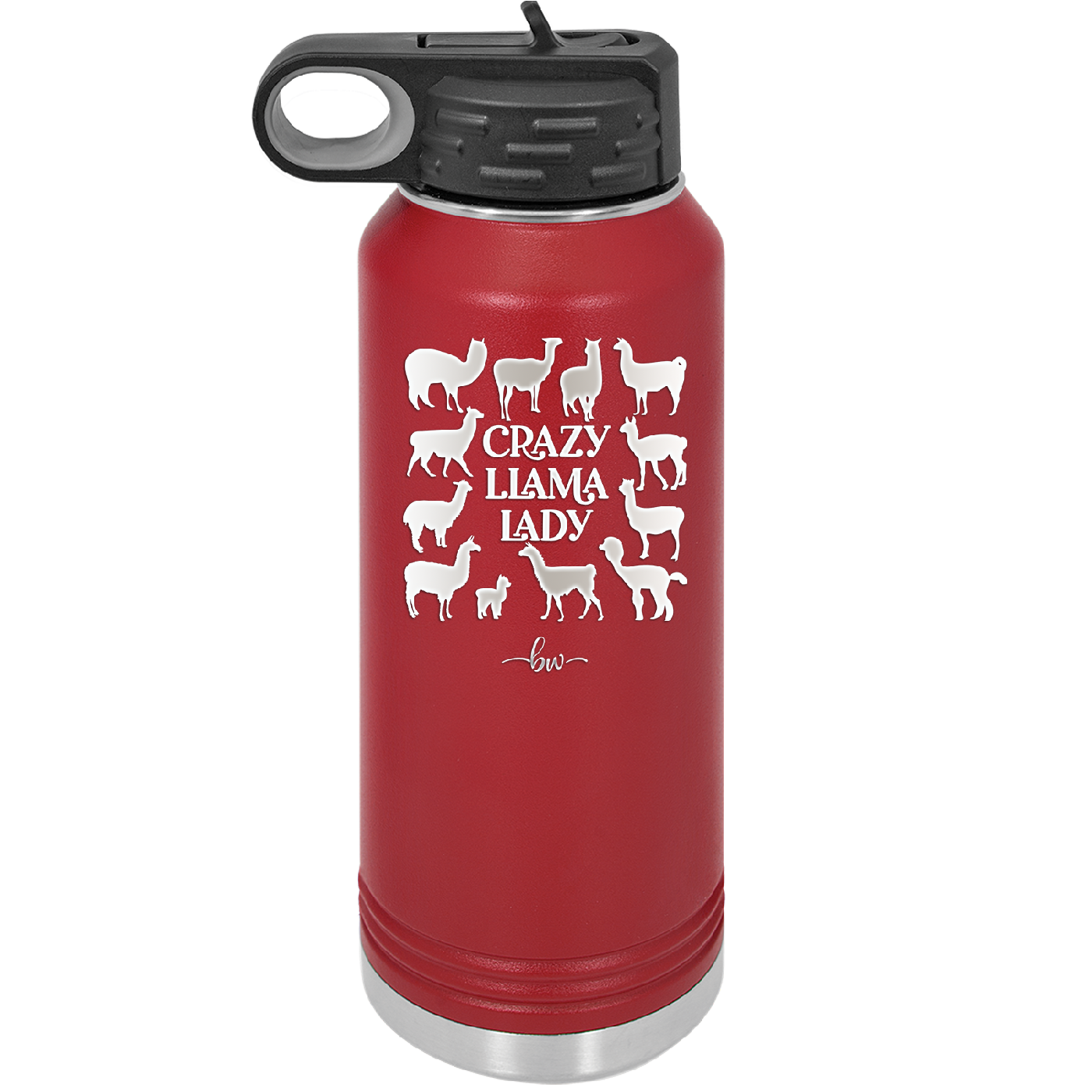 Crazy Llama Lady - Laser Engraved Stainless Steel Drinkware - 1865 -