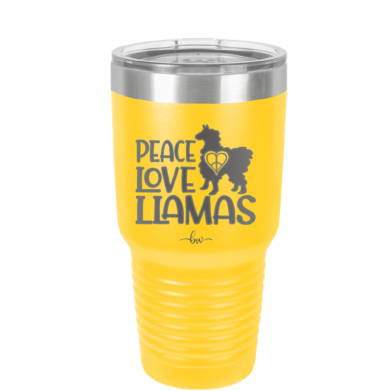 Peace Love Llamas - Laser Engraved Stainless Steel Drinkware - 1870 -