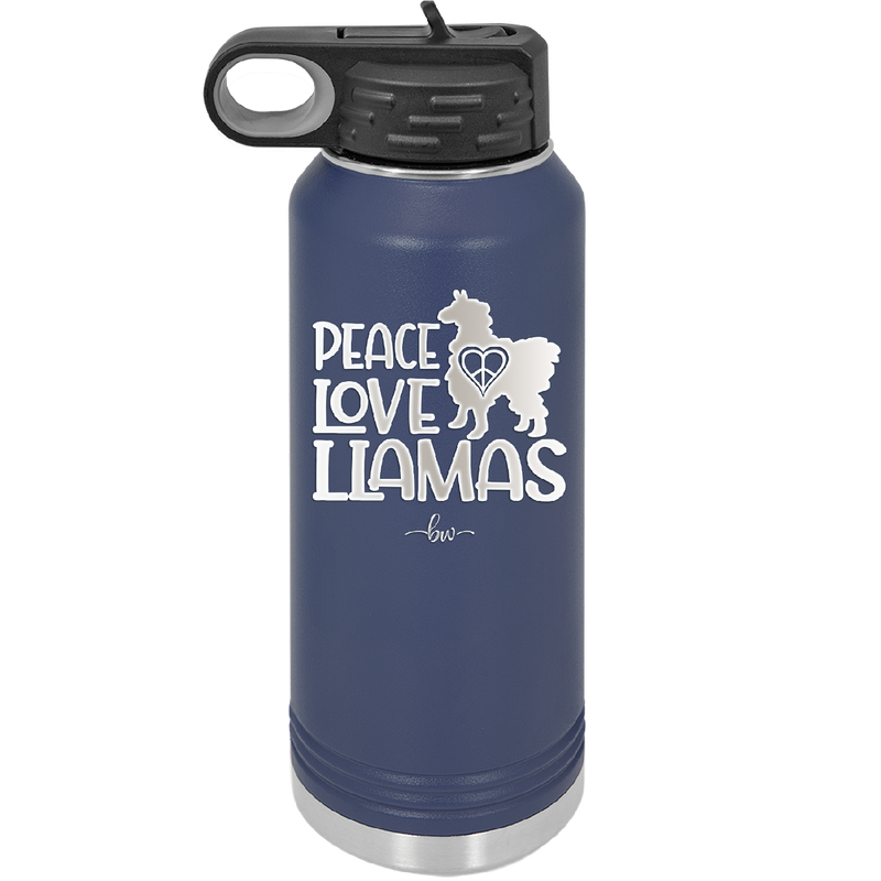 Peace Love Llamas - Laser Engraved Stainless Steel Drinkware - 1870 -