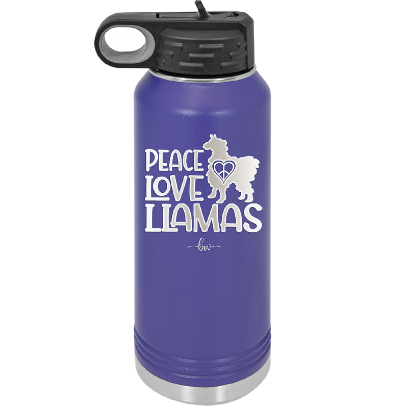Peace Love Llamas - Laser Engraved Stainless Steel Drinkware - 1870 -