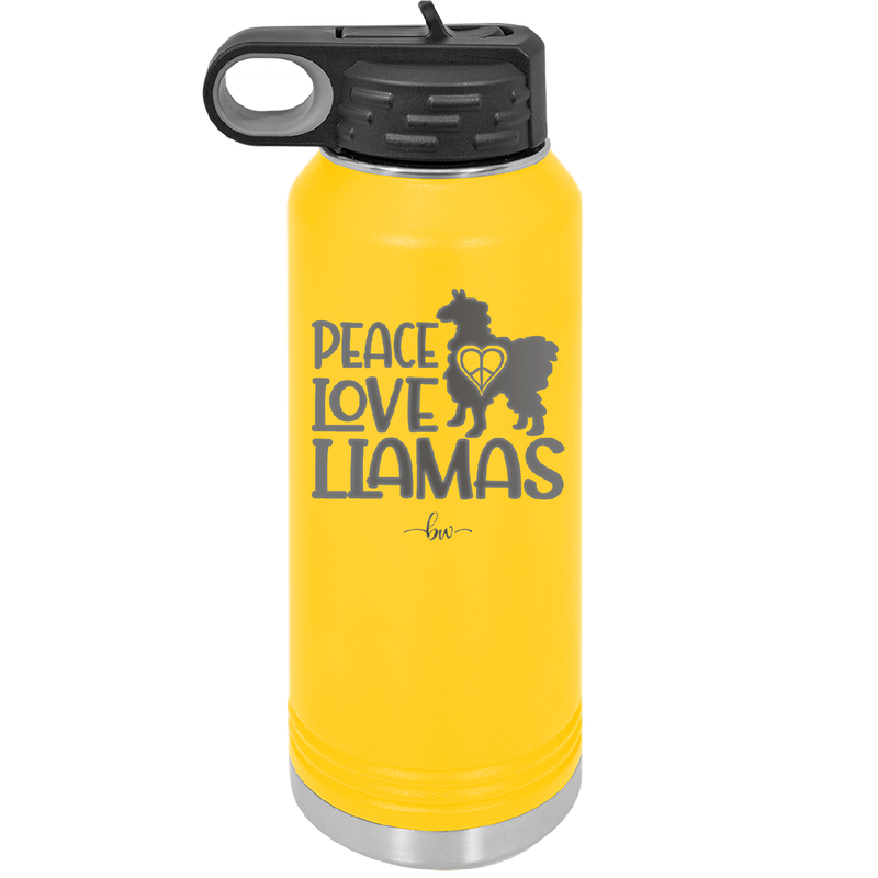 Peace Love Llamas - Laser Engraved Stainless Steel Drinkware - 1870 -