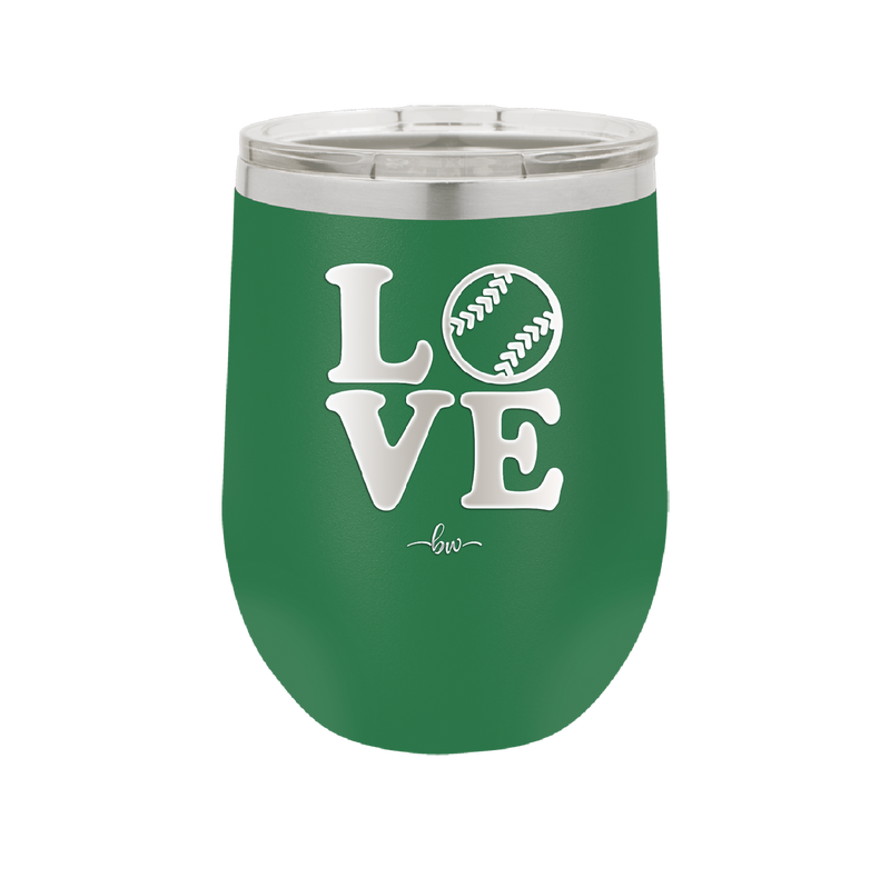 LOVE with Baseball Softball - Laser Engraved Stainless Steel Drinkware - 1881 -