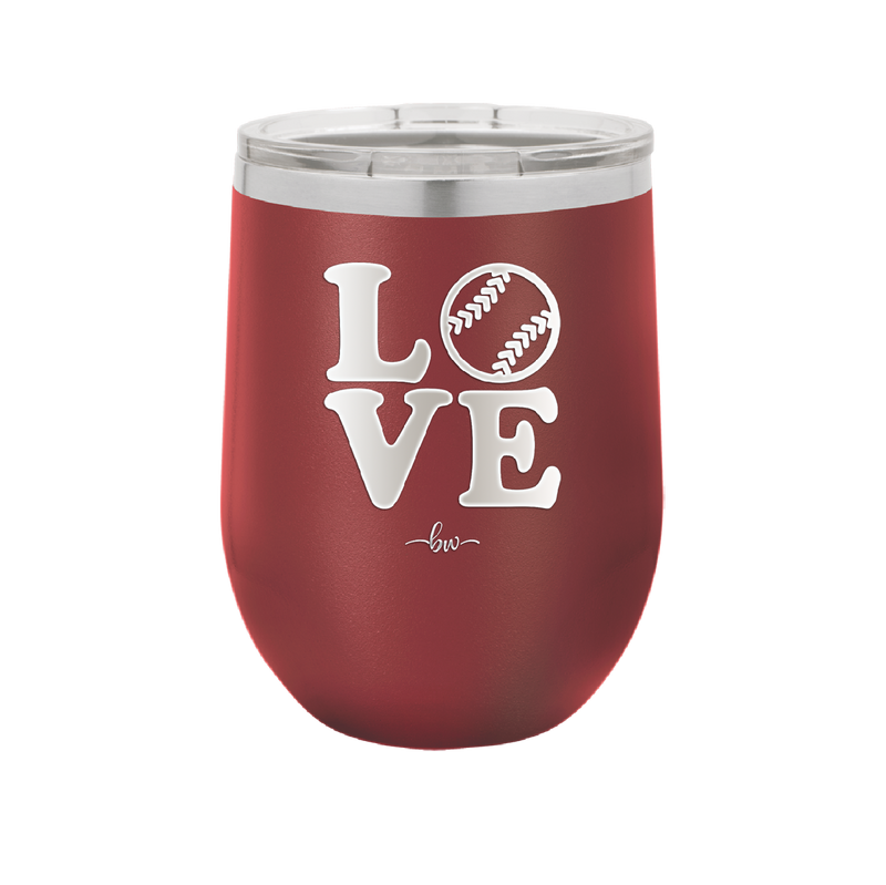 LOVE with Baseball Softball - Laser Engraved Stainless Steel Drinkware - 1881 -