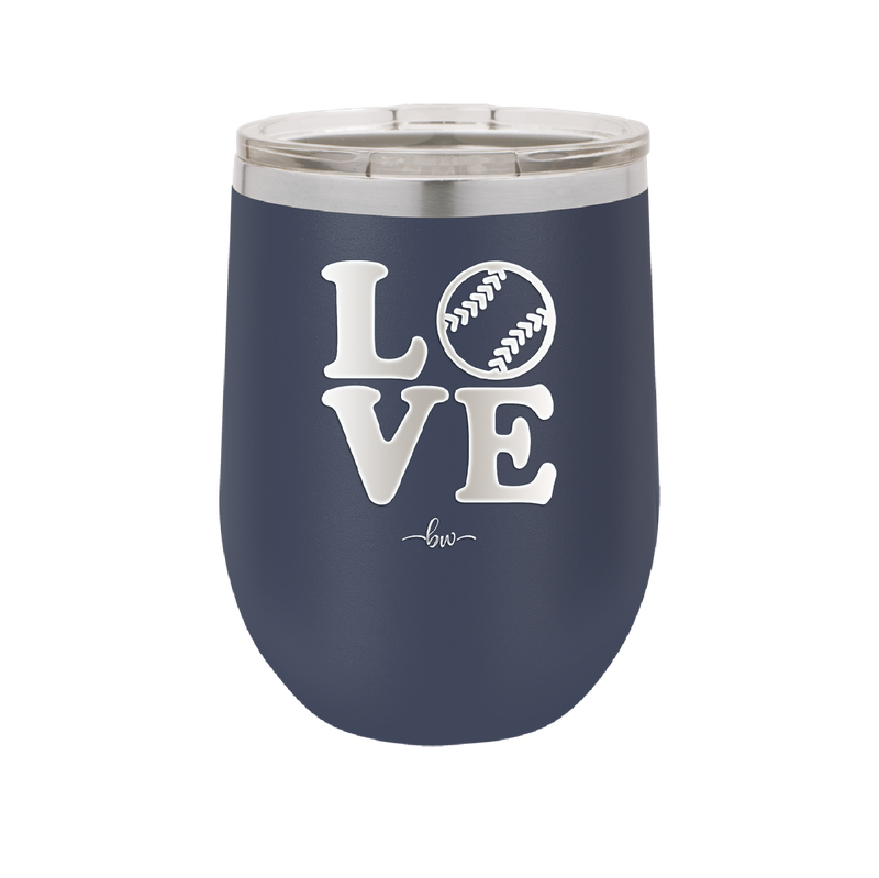 LOVE with Baseball Softball - Laser Engraved Stainless Steel Drinkware - 1881 -