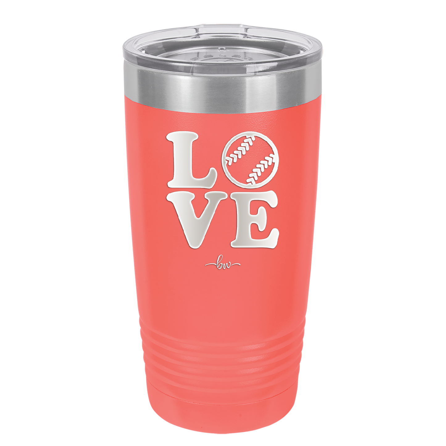 LOVE with Baseball Softball - Laser Engraved Stainless Steel Drinkware - 1881 -
