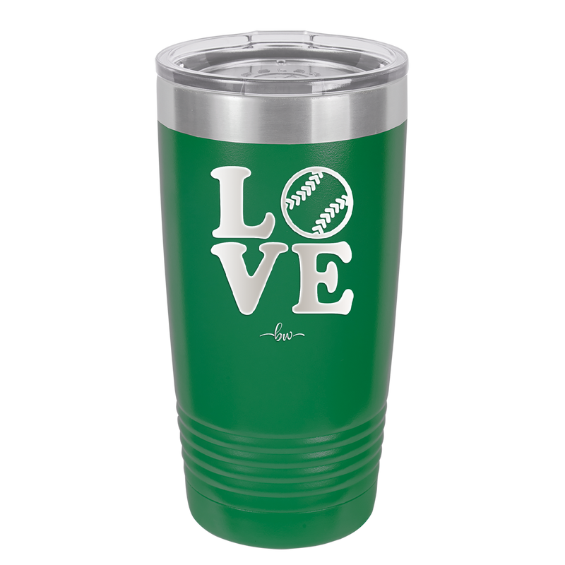 LOVE with Baseball Softball - Laser Engraved Stainless Steel Drinkware - 1881 -