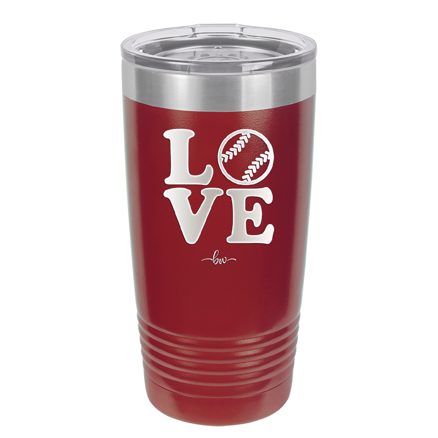 LOVE with Baseball Softball - Laser Engraved Stainless Steel Drinkware - 1881 -