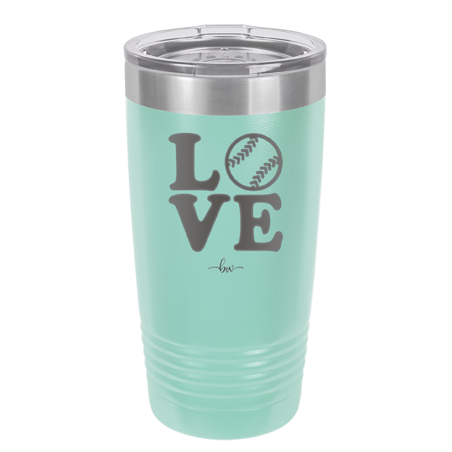 LOVE with Baseball Softball - Laser Engraved Stainless Steel Drinkware - 1881 -