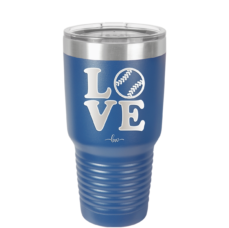 LOVE with Baseball Softball - Laser Engraved Stainless Steel Drinkware - 1881 -