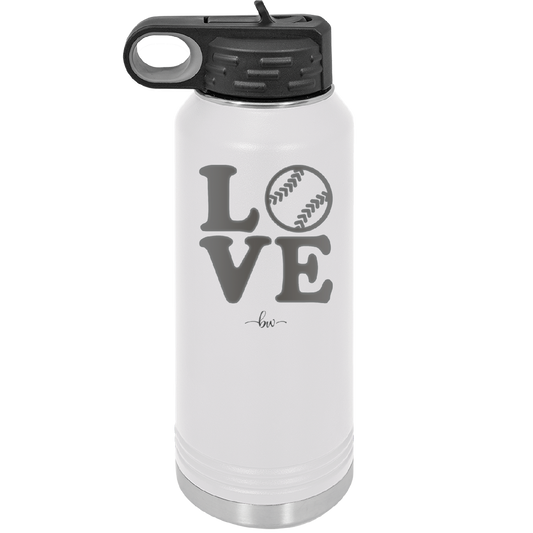 LOVE with Baseball Softball - Laser Engraved Stainless Steel Drinkware - 1881 -