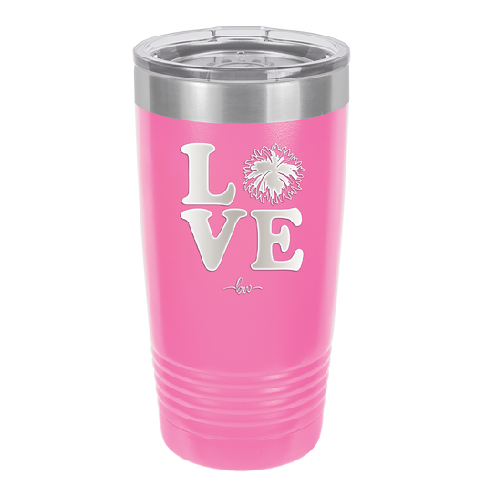 LOVE with Cheer Pompom - Laser Engraved Stainless Steel Drinkware - 1884 -