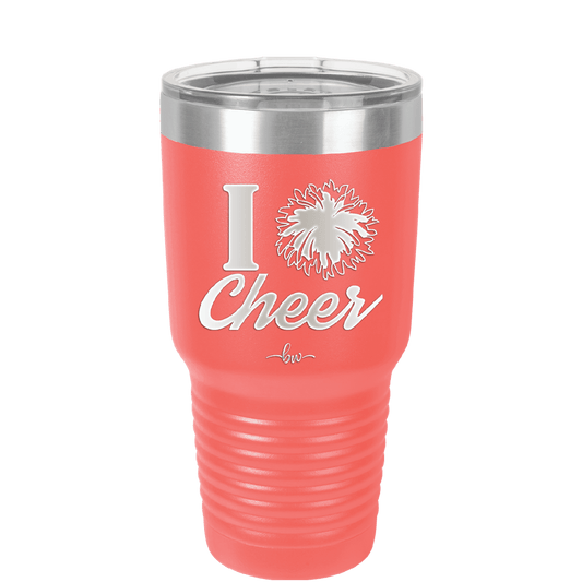 I Heart Cheer - Laser Engraved Stainless Steel Drinkware - 1885 -