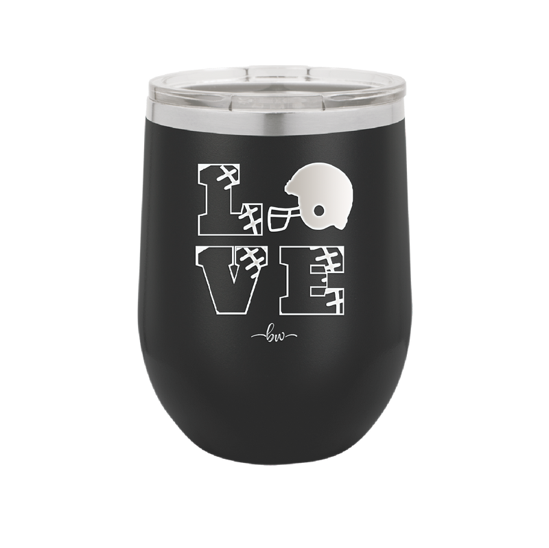 LOVE with Football and Helmet - Laser Engraved Stainless Steel Drinkware - 1889 -