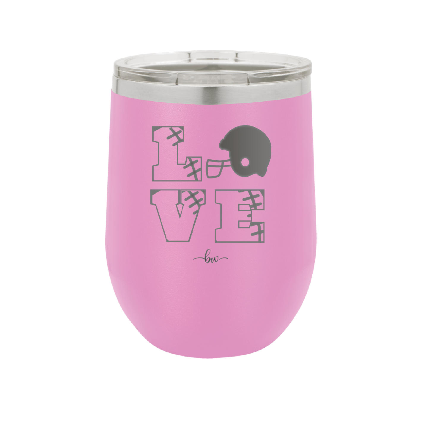 LOVE with Football and Helmet - Laser Engraved Stainless Steel Drinkware - 1889 -