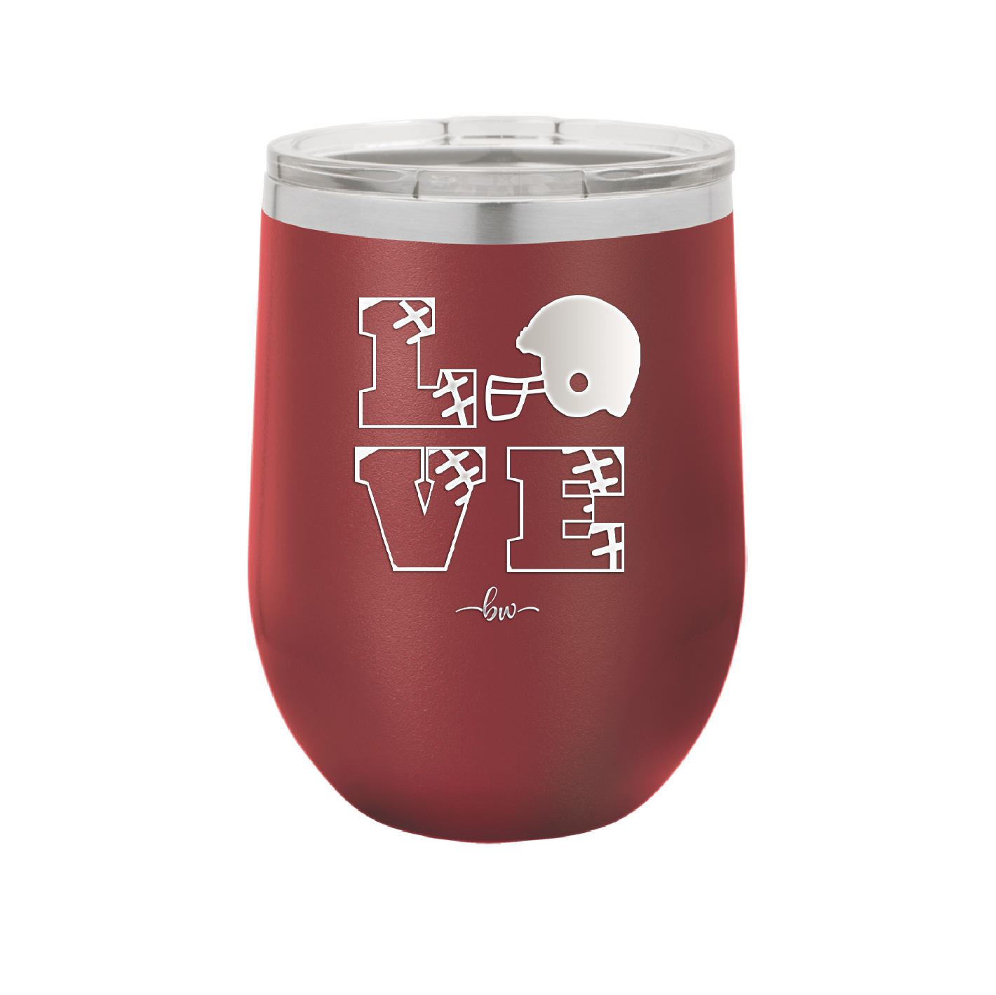 LOVE with Football and Helmet - Laser Engraved Stainless Steel Drinkware - 1889 -