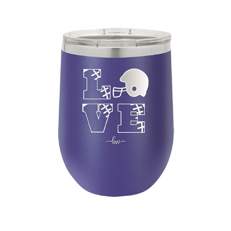LOVE with Football and Helmet - Laser Engraved Stainless Steel Drinkware - 1889 -
