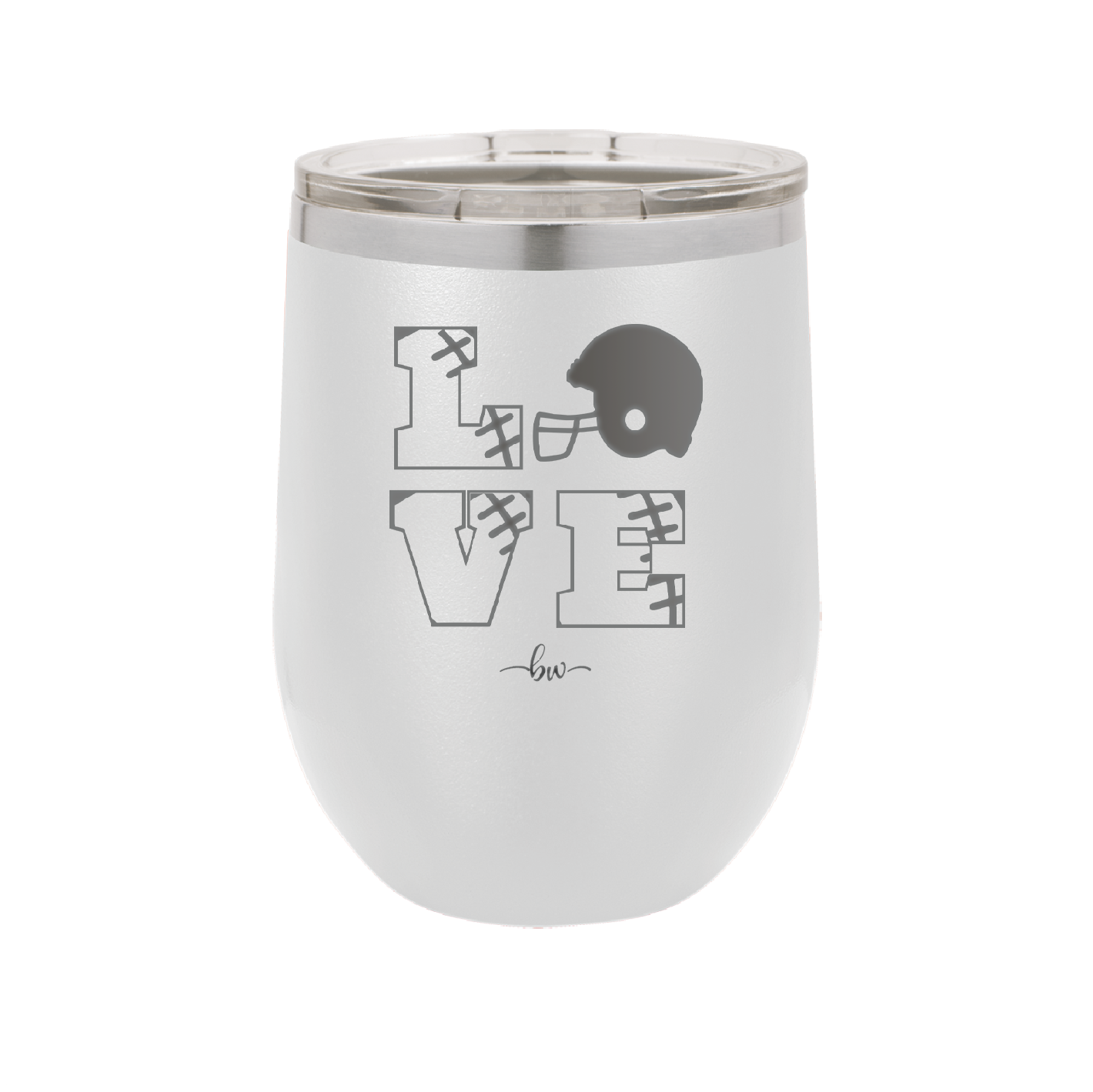 LOVE with Football and Helmet - Laser Engraved Stainless Steel Drinkware - 1889 -