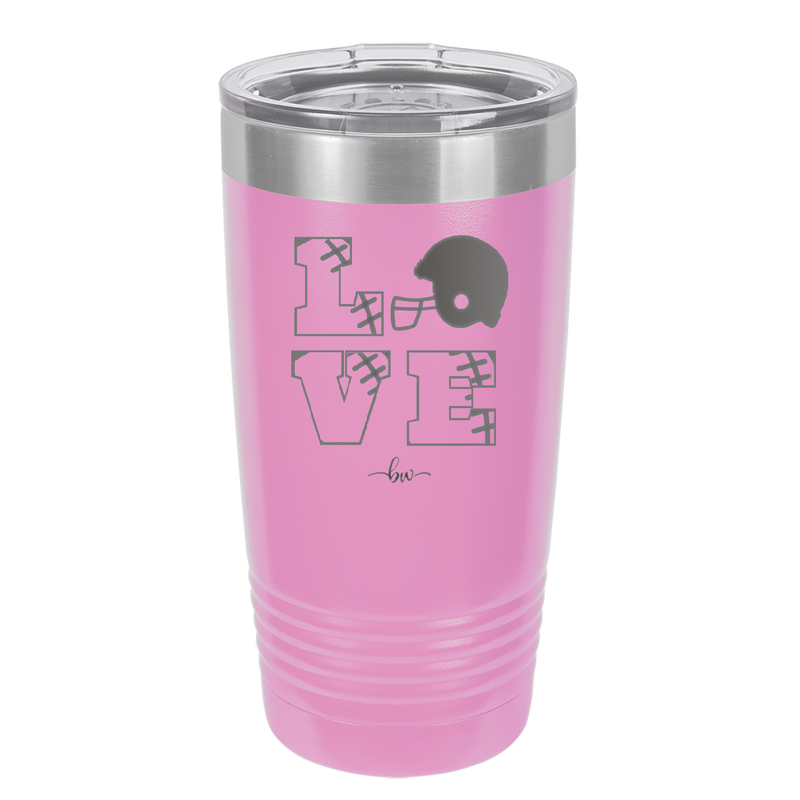 LOVE with Football and Helmet - Laser Engraved Stainless Steel Drinkware - 1889 -