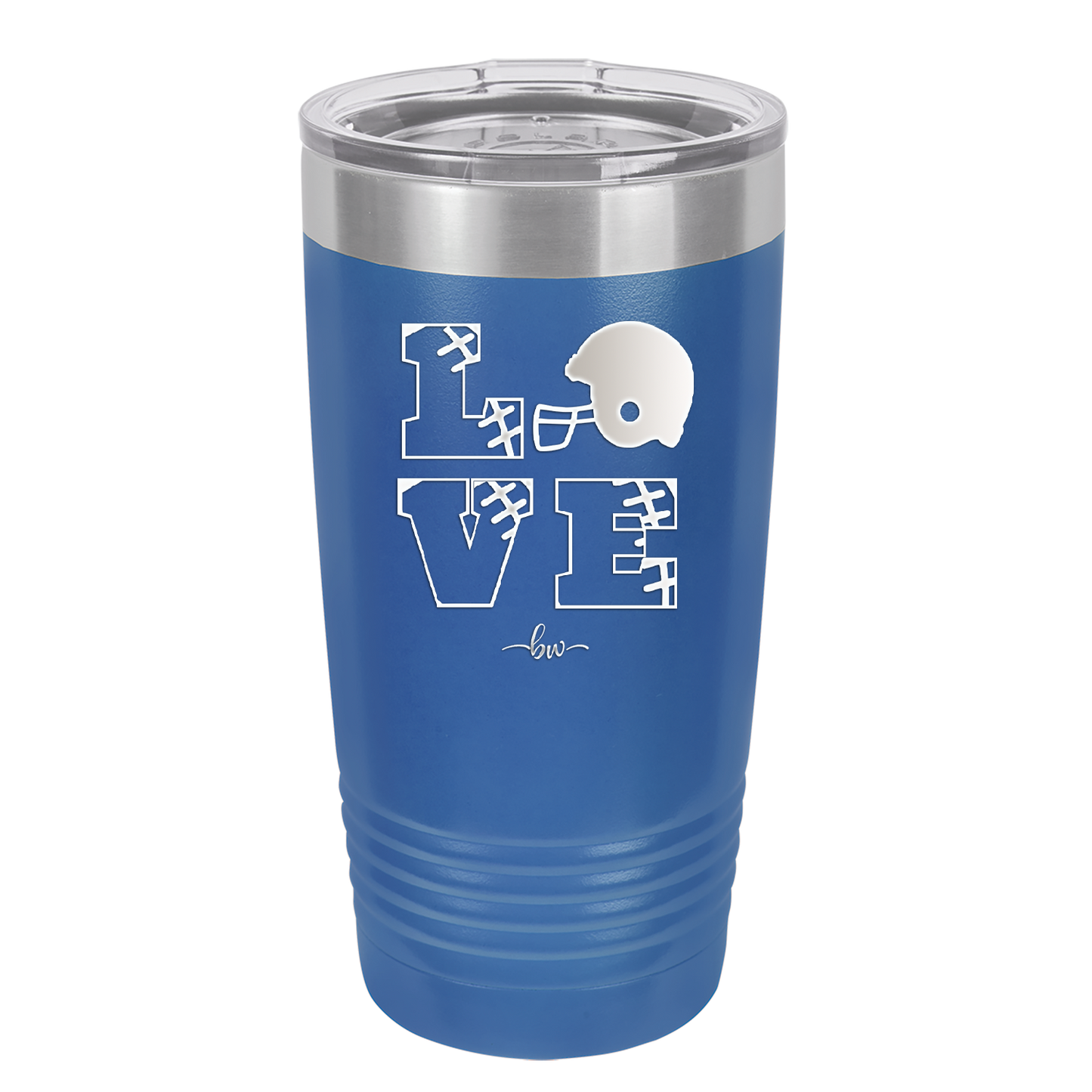 LOVE with Football and Helmet - Laser Engraved Stainless Steel Drinkware - 1889 -