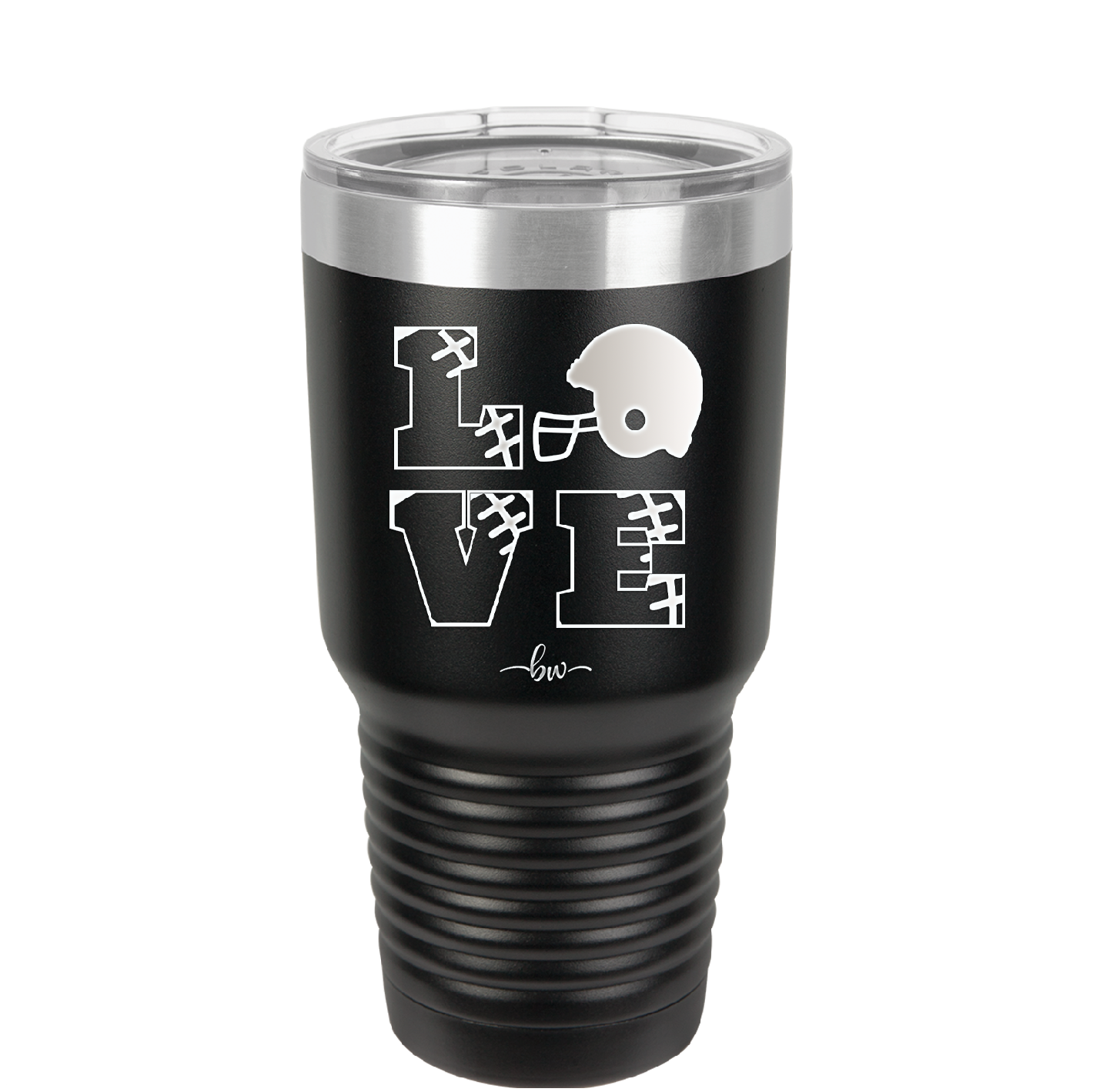 LOVE with Football and Helmet - Laser Engraved Stainless Steel Drinkware - 1889 -