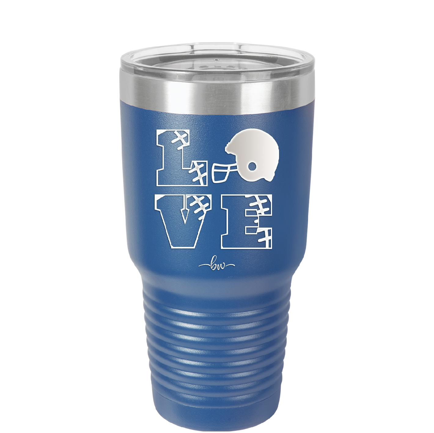 LOVE with Football and Helmet - Laser Engraved Stainless Steel Drinkware - 1889 -