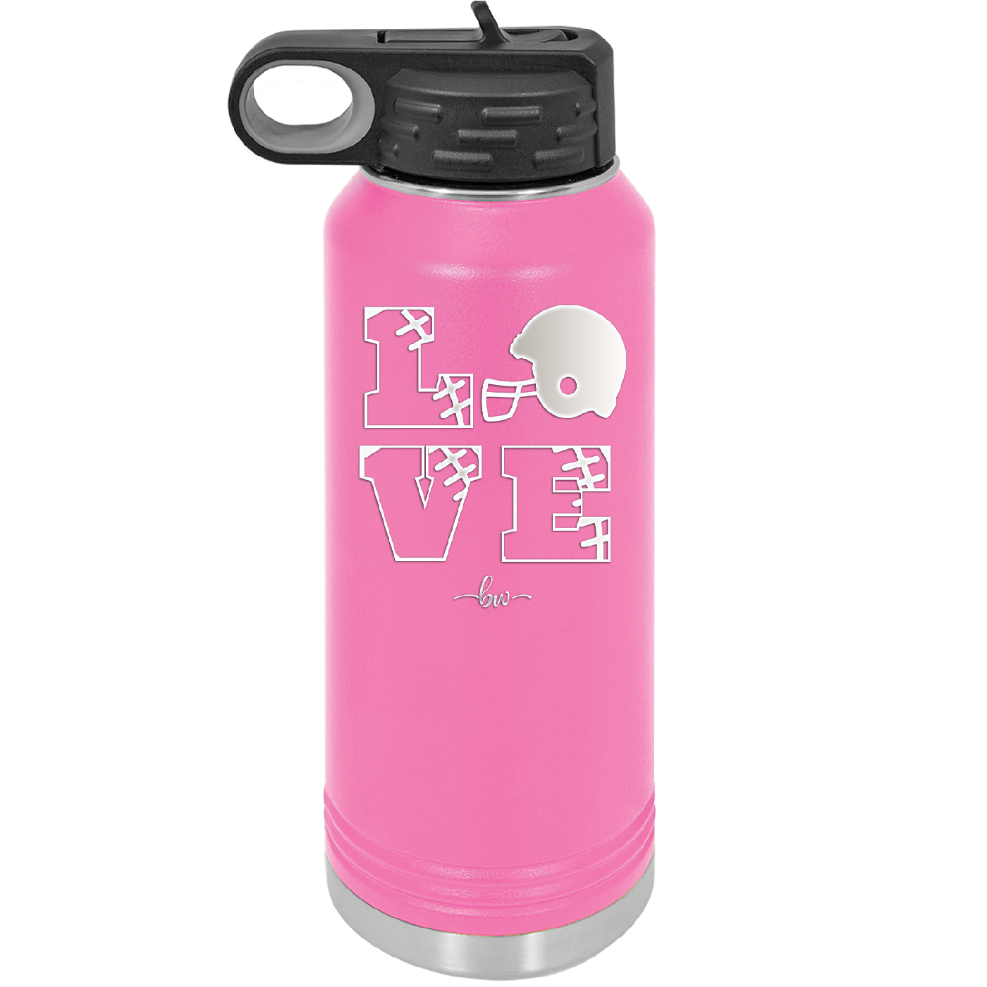 LOVE with Football and Helmet - Laser Engraved Stainless Steel Drinkware - 1889 -