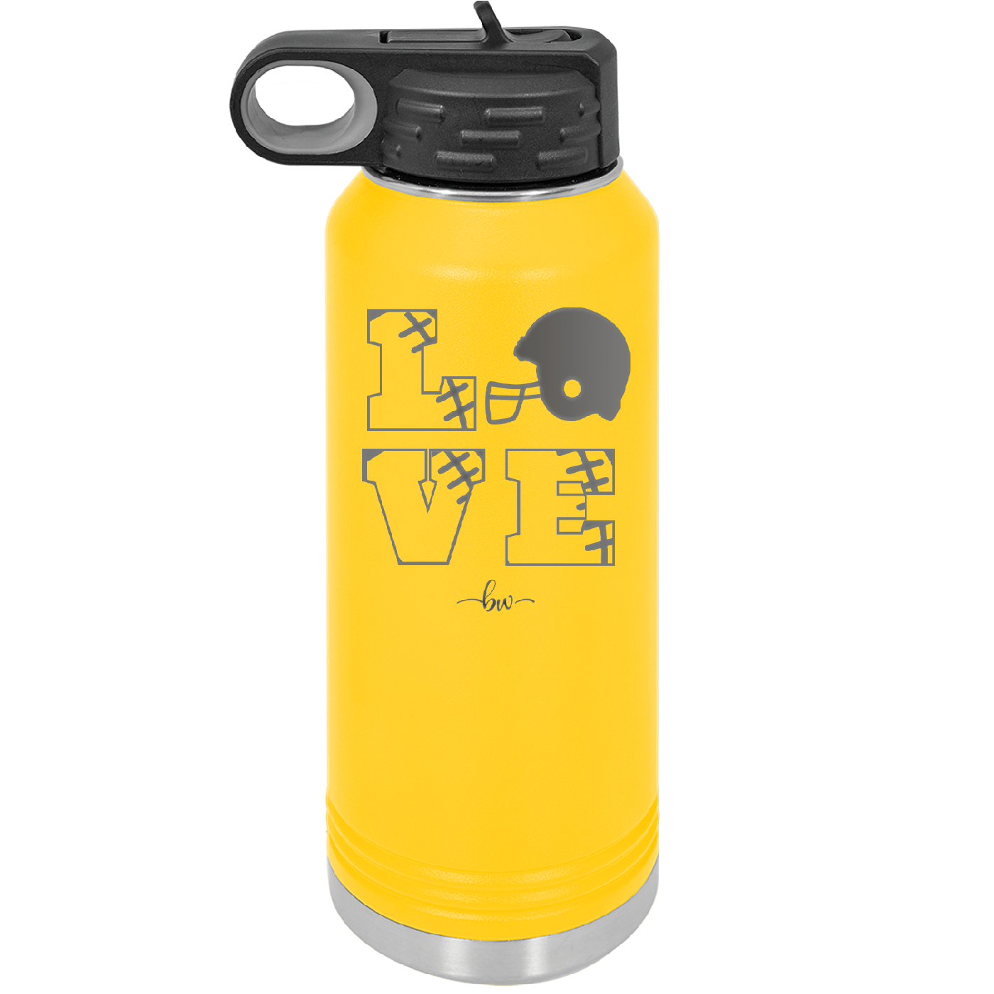 LOVE with Football and Helmet - Laser Engraved Stainless Steel Drinkware - 1889 -