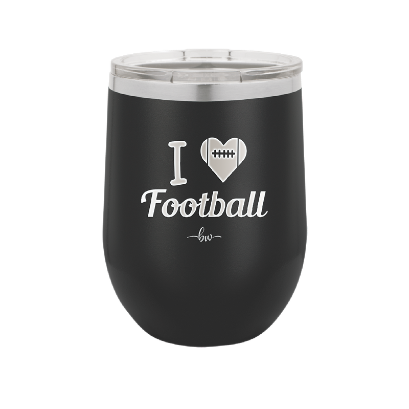 I Heart Football - Laser Engraved Stainless Steel Drinkware - 1890 -