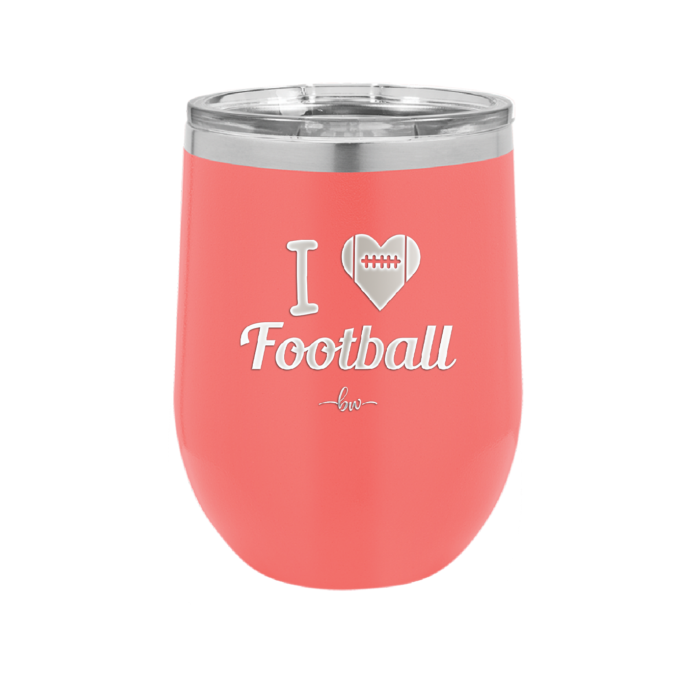 I Heart Football - Laser Engraved Stainless Steel Drinkware - 1890 -