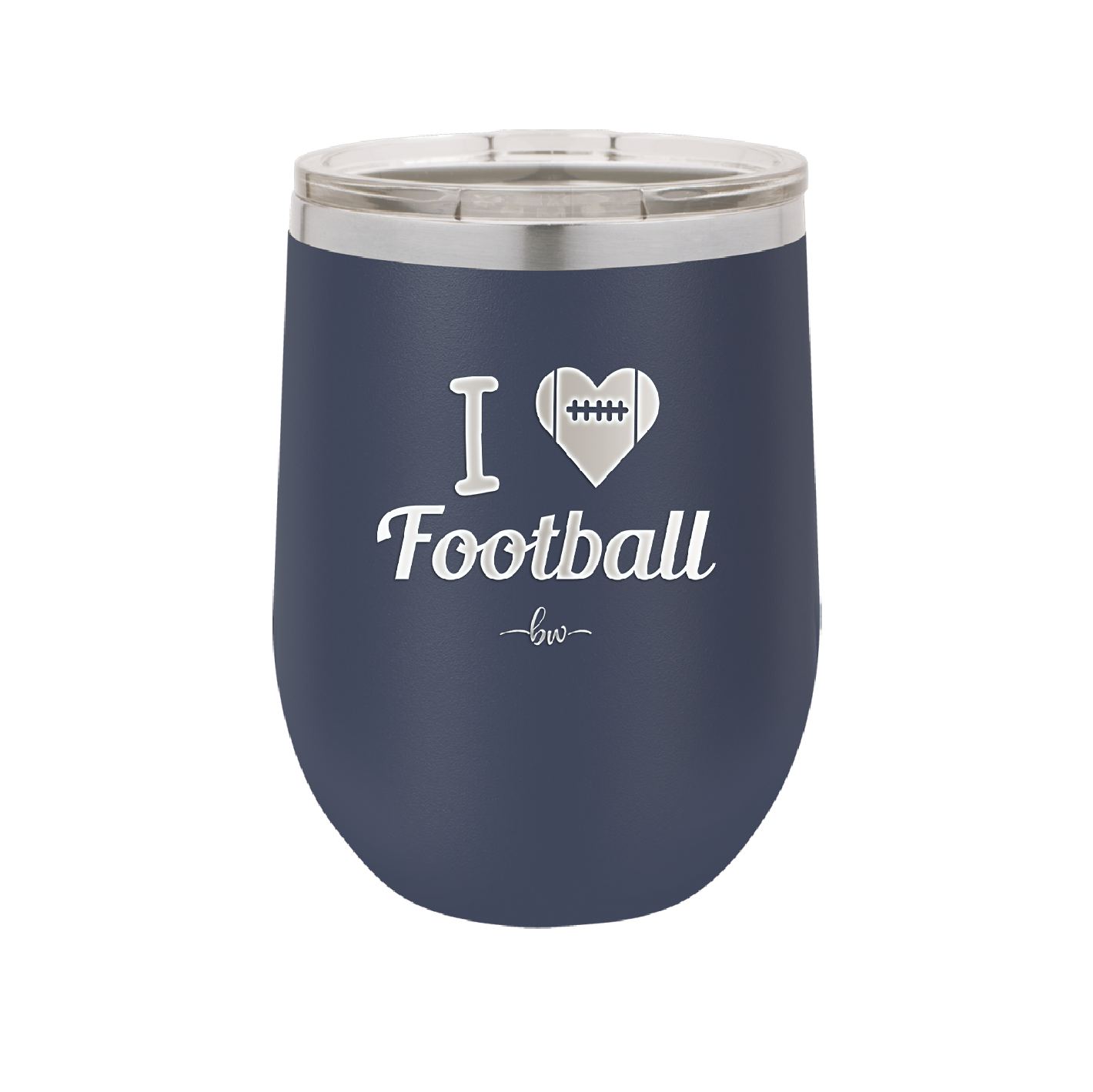 I Heart Football - Laser Engraved Stainless Steel Drinkware - 1890 -