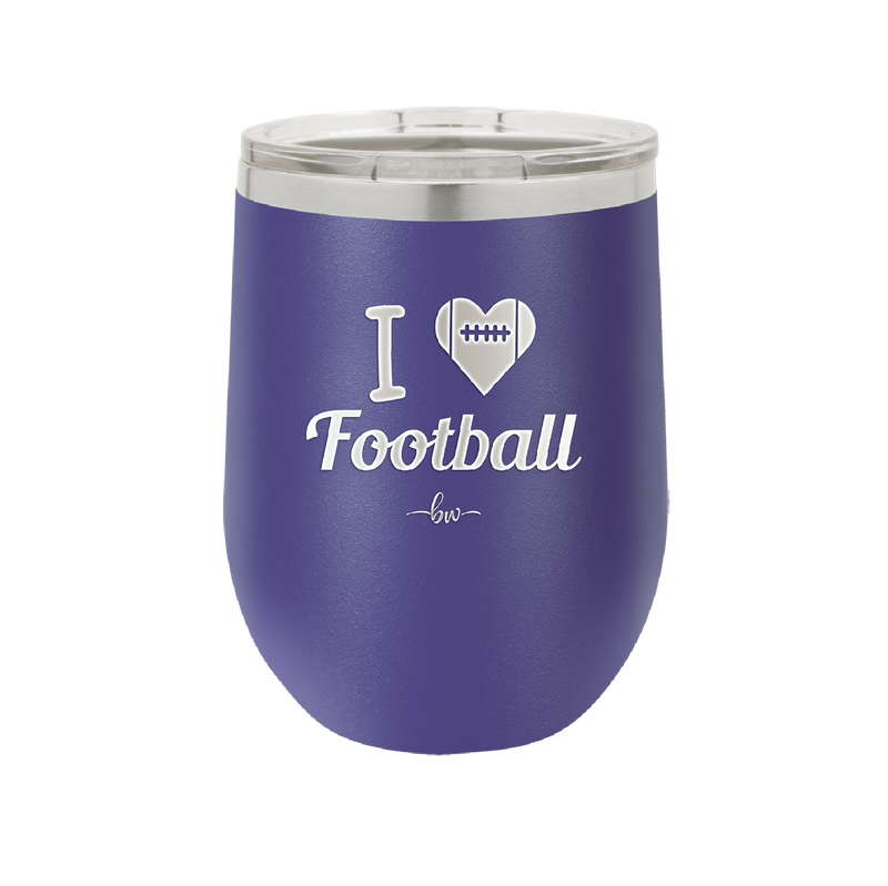 I Heart Football - Laser Engraved Stainless Steel Drinkware - 1890 -