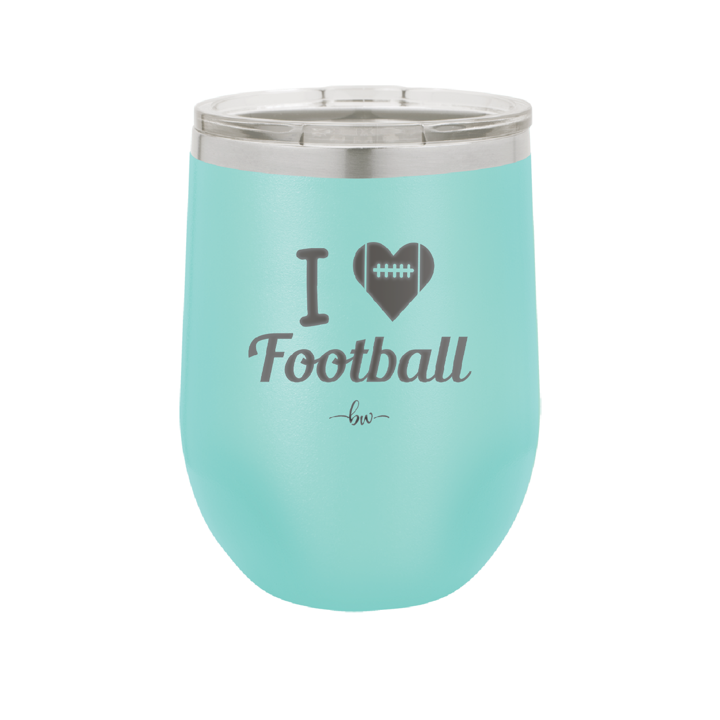 I Heart Football - Laser Engraved Stainless Steel Drinkware - 1890 -