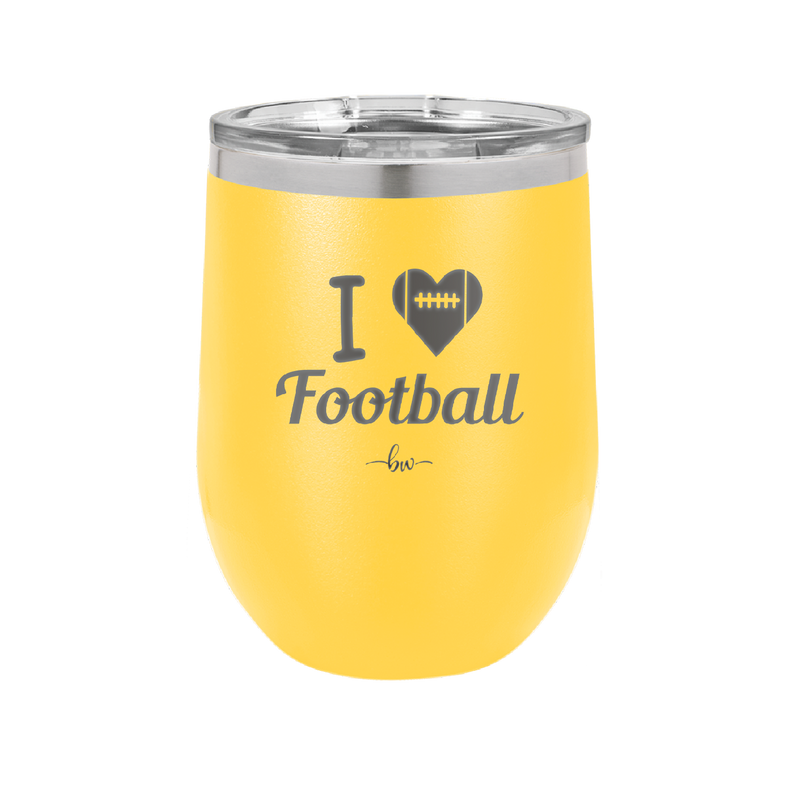 I Heart Football - Laser Engraved Stainless Steel Drinkware - 1890 -