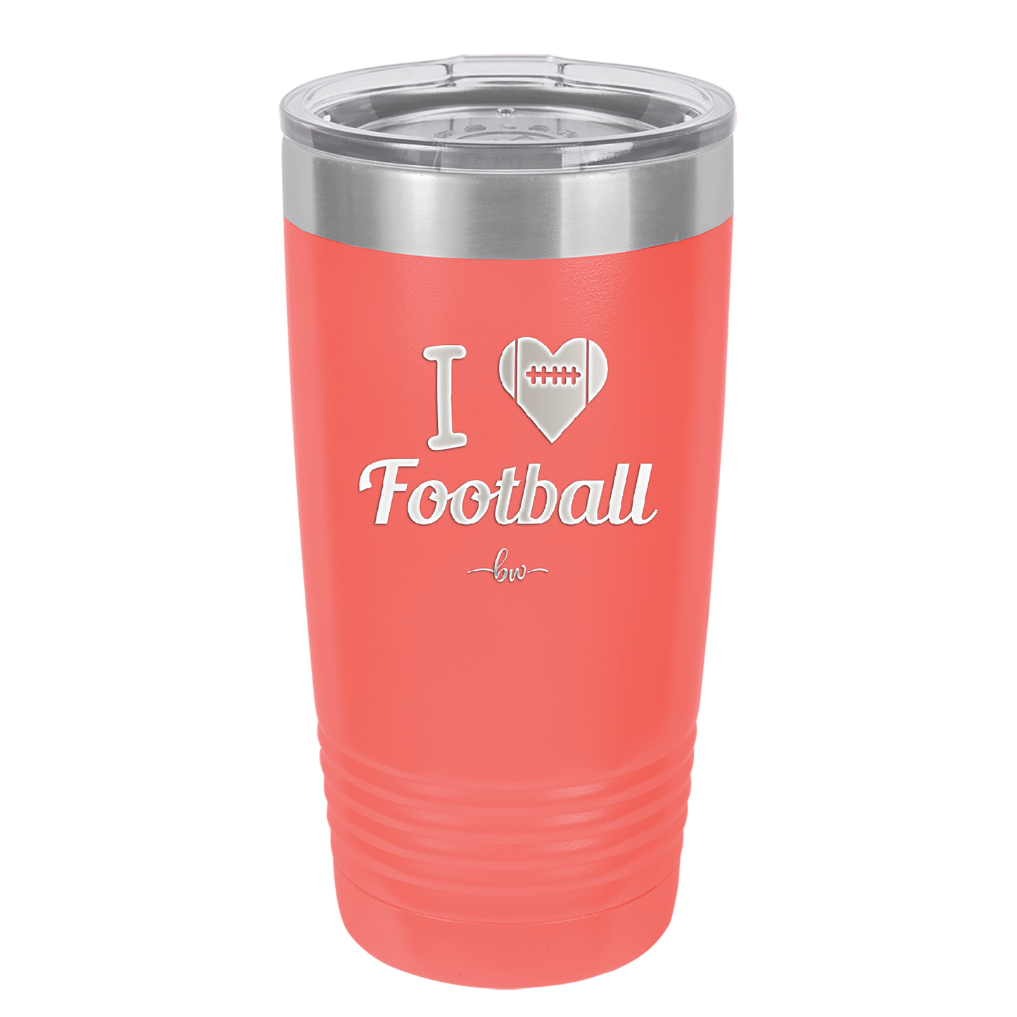I Heart Football - Laser Engraved Stainless Steel Drinkware - 1890 -