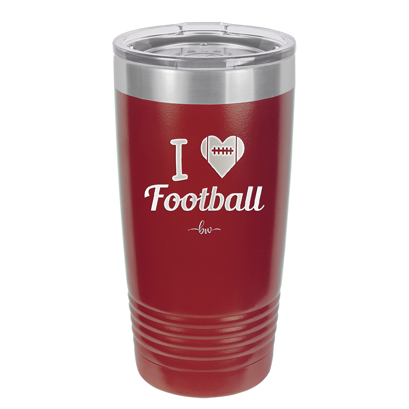 I Heart Football - Laser Engraved Stainless Steel Drinkware - 1890 -