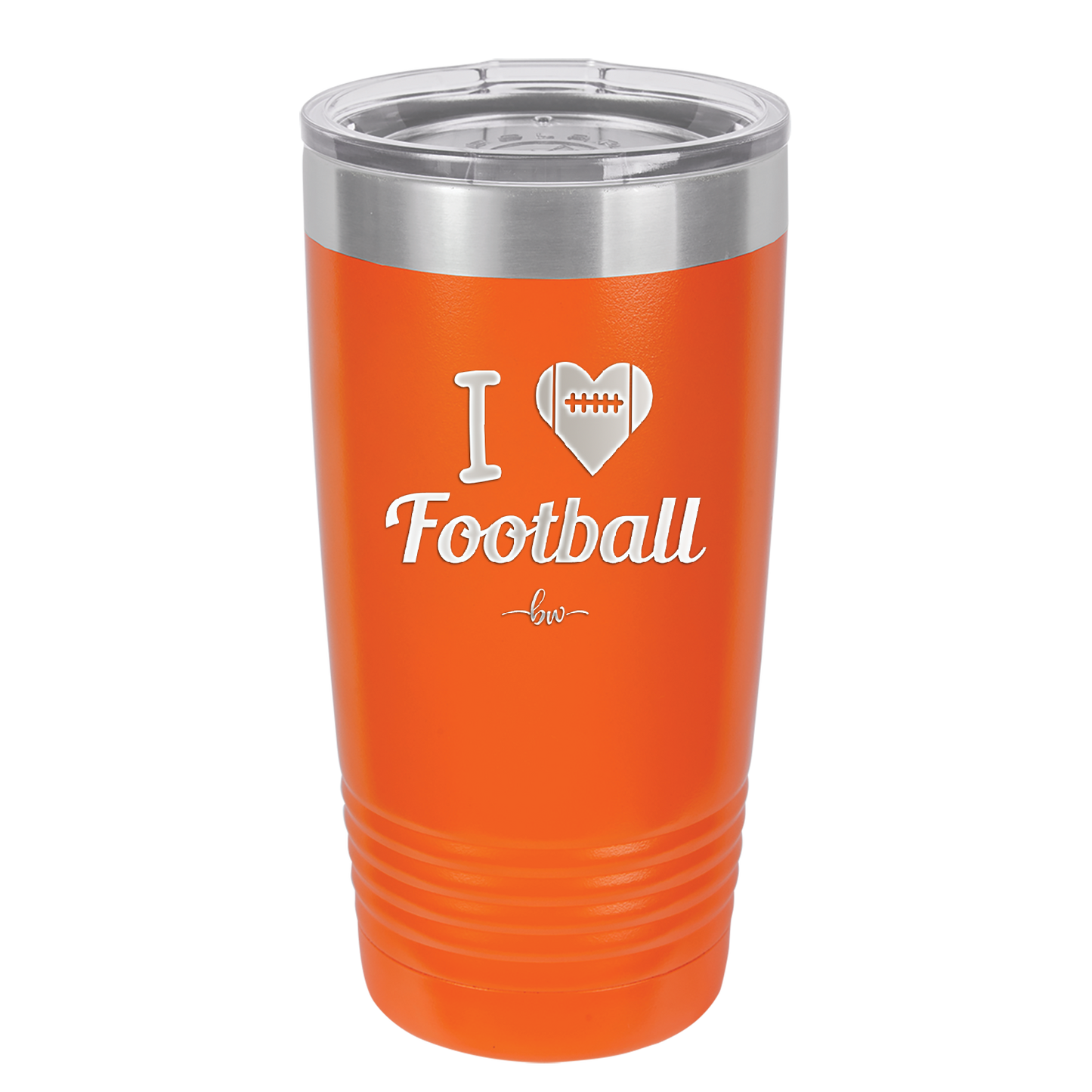I Heart Football - Laser Engraved Stainless Steel Drinkware - 1890 -