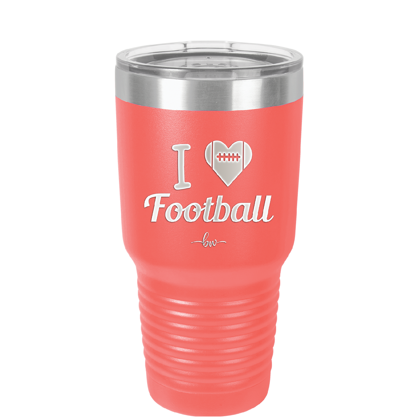 I Heart Football - Laser Engraved Stainless Steel Drinkware - 1890 -