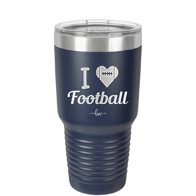 I Heart Football - Laser Engraved Stainless Steel Drinkware - 1890 -