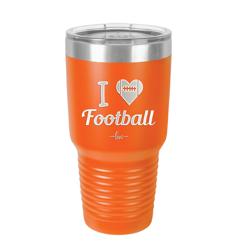 I Heart Football - Laser Engraved Stainless Steel Drinkware - 1890 -