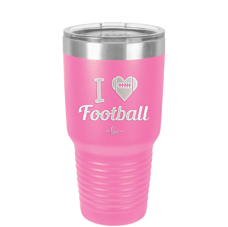 I Heart Football - Laser Engraved Stainless Steel Drinkware - 1890 -