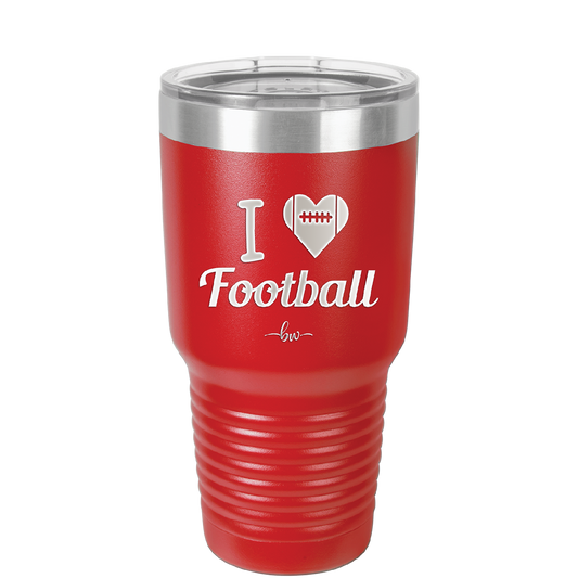 I Heart Football - Laser Engraved Stainless Steel Drinkware - 1890 -