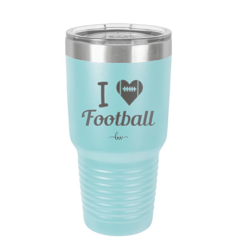 I Heart Football - Laser Engraved Stainless Steel Drinkware - 1890 -