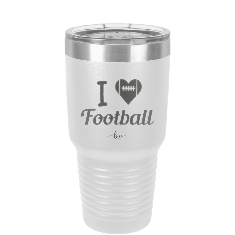 I Heart Football - Laser Engraved Stainless Steel Drinkware - 1890 -