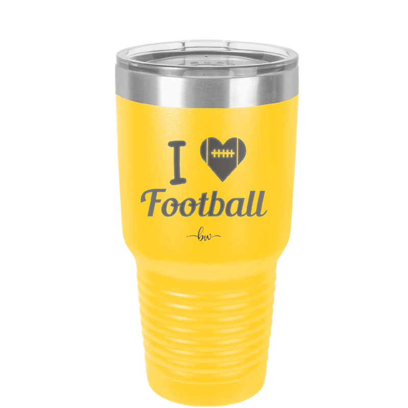 I Heart Football - Laser Engraved Stainless Steel Drinkware - 1890 -