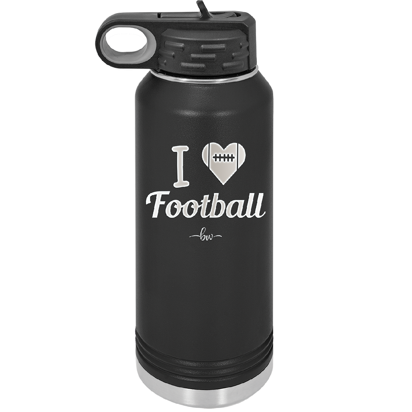 I Heart Football - Laser Engraved Stainless Steel Drinkware - 1890 -